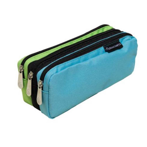 Picture of EXACOMPTA TRIPLE COLOUR RECTANGLE PENCIL CASE BLUE/GREEN